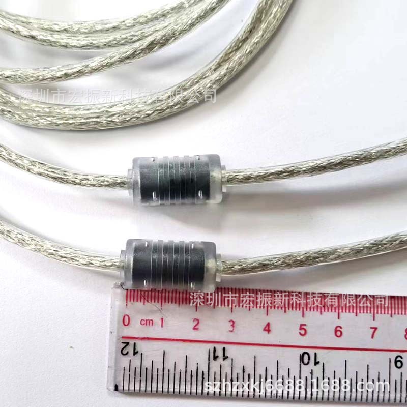 在庫あり 1.8mペア 磁気リング高速印刷ケーブル 透明ホワイト USB2.0 角型ポート プリンター汎用 環境に優しい|undefined