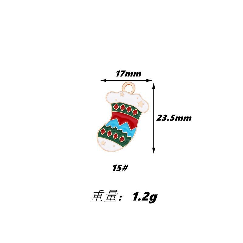 跨境圣诞节卡通DIY饰品配件滴油合金圣诞老人雪花麋鹿耳饰吊坠配|undefined