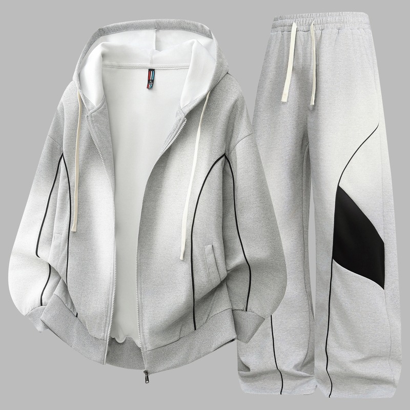 Primavera y otoño estilo de moda juvenil con capuz cardigan chaqueta chaqueta pantalón de abrigo hombre primavera y otoño suelto juego deportivo casual hombre