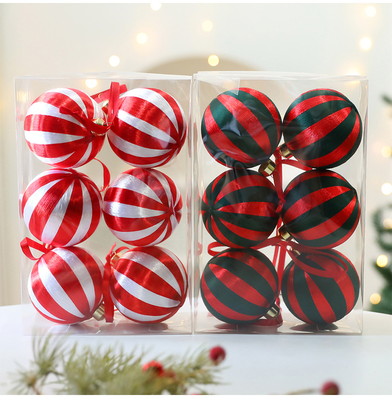 Boules de Noël en plastique de 8 cm emballées – Lot de 12 (6 rouges/vertes et 6 rouges/blanches, emballage en boîte pliable, décoration pour sapin de Noël, décoration de vitrine)_voghion.com