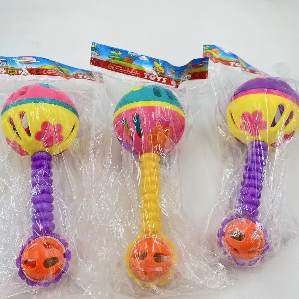 Venta al por mayor juguetes de bebé para niños colorido sonajero de mano gran ola Bola de tambor de plástico para niños lote de tiendas departamentales