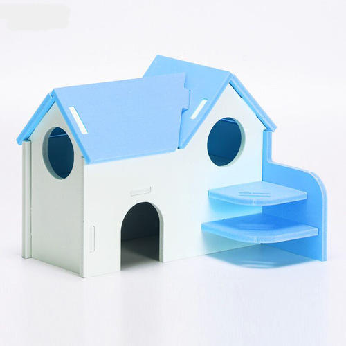 Hamster sleeping nest colorful small house wooden nest bear cub double-story environmentally friendly bungalow balcony villa hamster toys and supplies