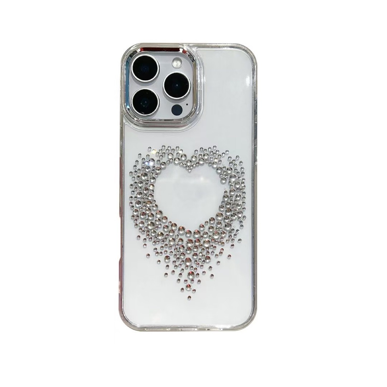 Transparent Color Tpu Rhinestone Heart Shape Elegant Cute Phone Cases Phone Accessories