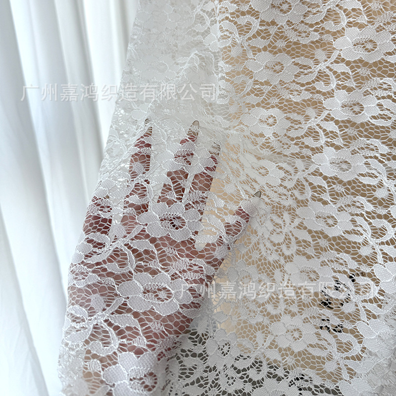 Tejido de encaje elástico de poliamonio, tejido de encaje tridimensional para hacer falda, vestido, tela de base suave y cómoda
