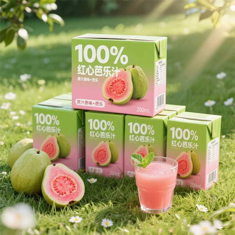 Red Heart Guava Juice 200ml*10 Boxes Whole Box Original Fruit Flavor Refreshing Thirst-Quenching Sweet and Refreshing Summer Beverage for Stalls