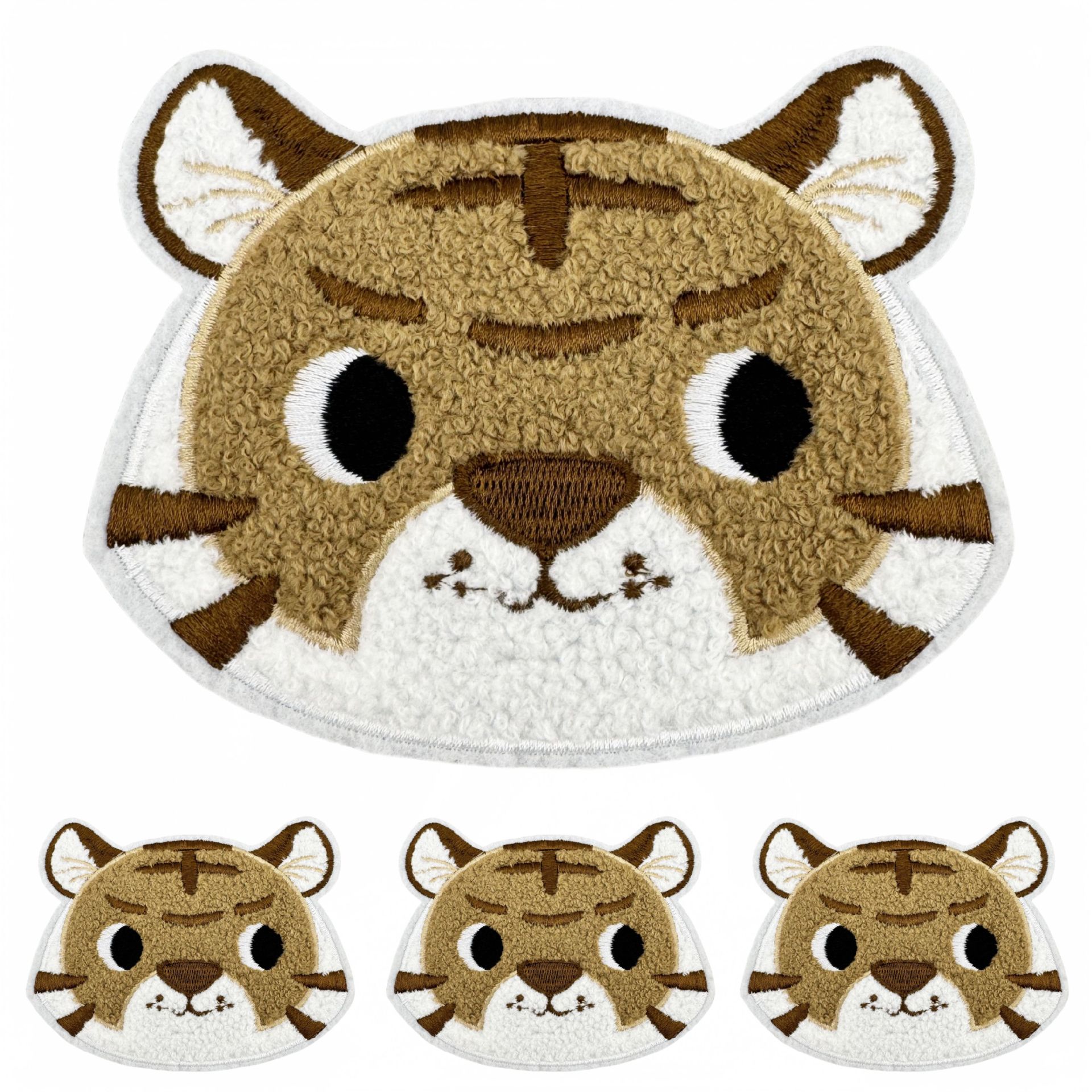 新款可爱老虎毛巾绣刺绣布贴大号现货批发衣服箱包补丁配饰贴片款