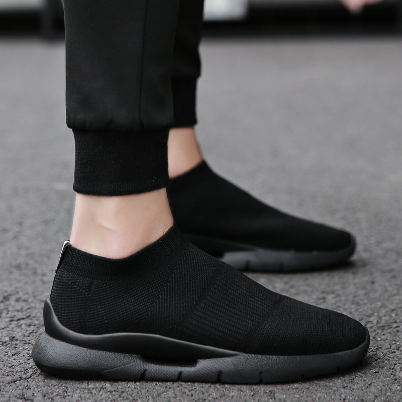 Men's tennis shoes, summer breathable, sports and casual socks, all black, fitness size, one kick_voghion.com