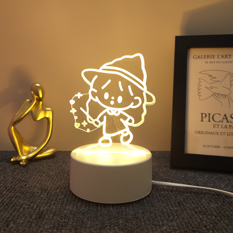 新奇特3d小夜灯卸売り来図創意プレゼントのベッドの上の電気スタンドの越境雰囲気はアクリル製のlogoを決めます。|undefined