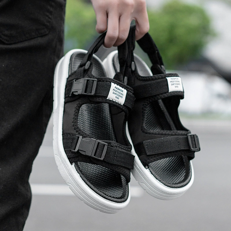 Большой размер пляжные туфли сандалии женский открытый летний досуг большой размер трансграничные мужские сандалии липучки противоскользящие холодные тапочки