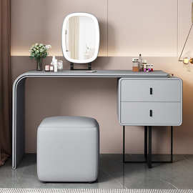 皮革防水轻奢高级超纤精工细作化妆镜宿舍桌面梳妆镜梳妆台现代简