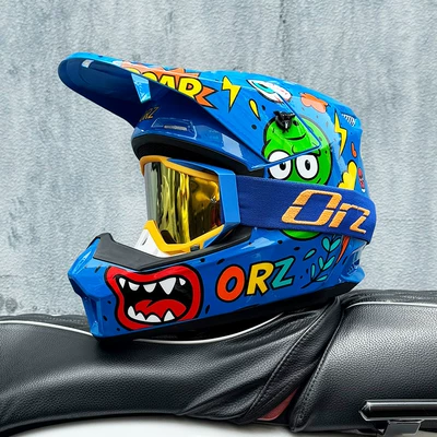 3C Certified Off-Road Motorcycle Helmet, Motosiklet kaskı (dəbilqə) - lankesu-orz-orange-frame-gold-s