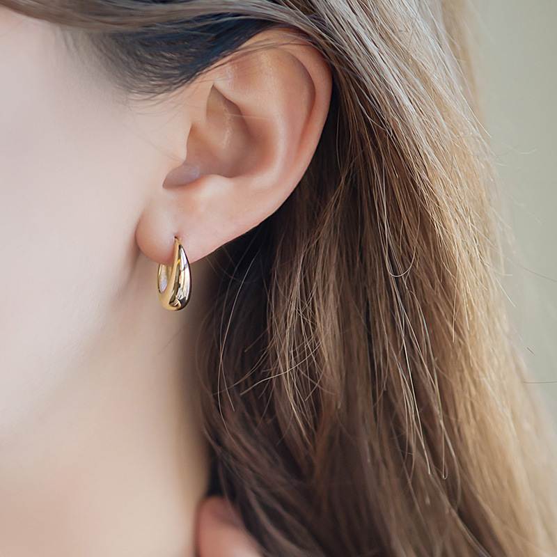 Hoop Earrings Classification 14-days Customized 14K Pure Gold 18K Pure Gold U Shape Hoop Earrings