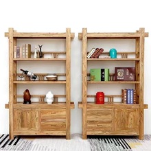 简约老榆木博古架多宝阁茶具茶叶古玩展示架复古多层陈列置物书架