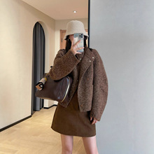 美拉德氛围细羊毛羊驼毛双面呢小个子短款大衣外套女25冬G110210