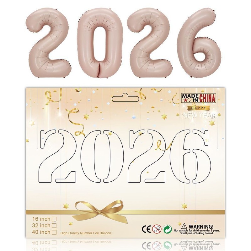 跨境40寸2026跨年数字铝膜气球卡纸新年套装跨年聚会装饰背景铝|undefined