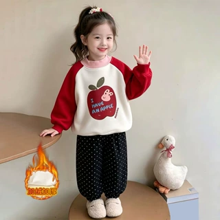 女童加绒卫衣秋冬季女宝宝洋气一体绒内搭衣服2026新款儿童打底衫