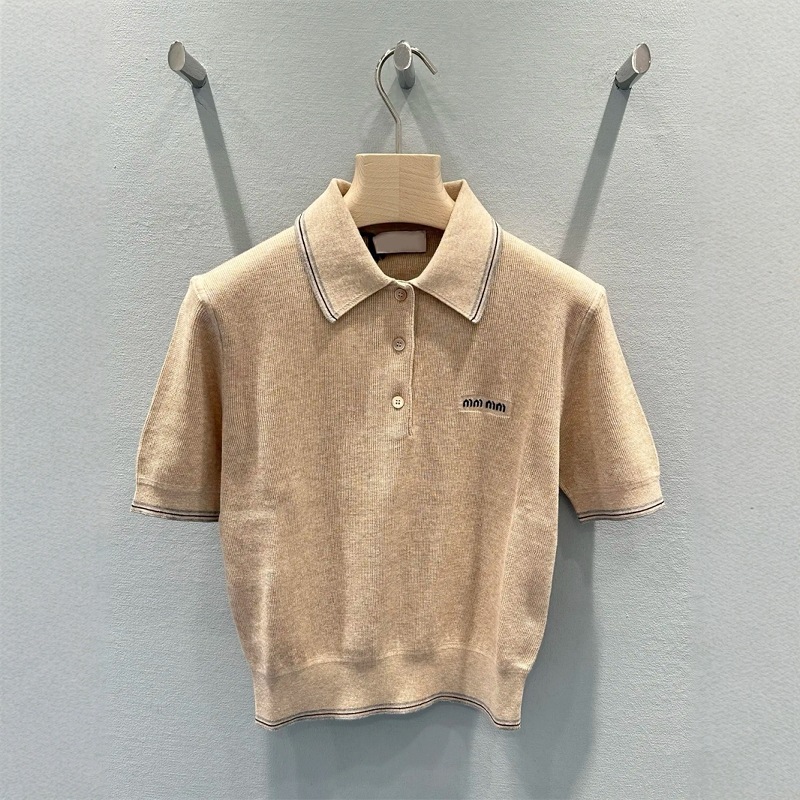 26 Summer New Arrival Letter Logo Jacquard Color Block Striped Lapel Short Sleeve Knit Polo Shirt