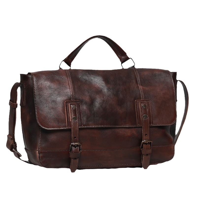Herren-Umhängetasche im Echtleder-Stil, lässige Umhängetasche, handgefertigt, polierte Vintage-Ledertasche, oberste Schicht Rindsleder, Briefträgertasche_voghion.com
