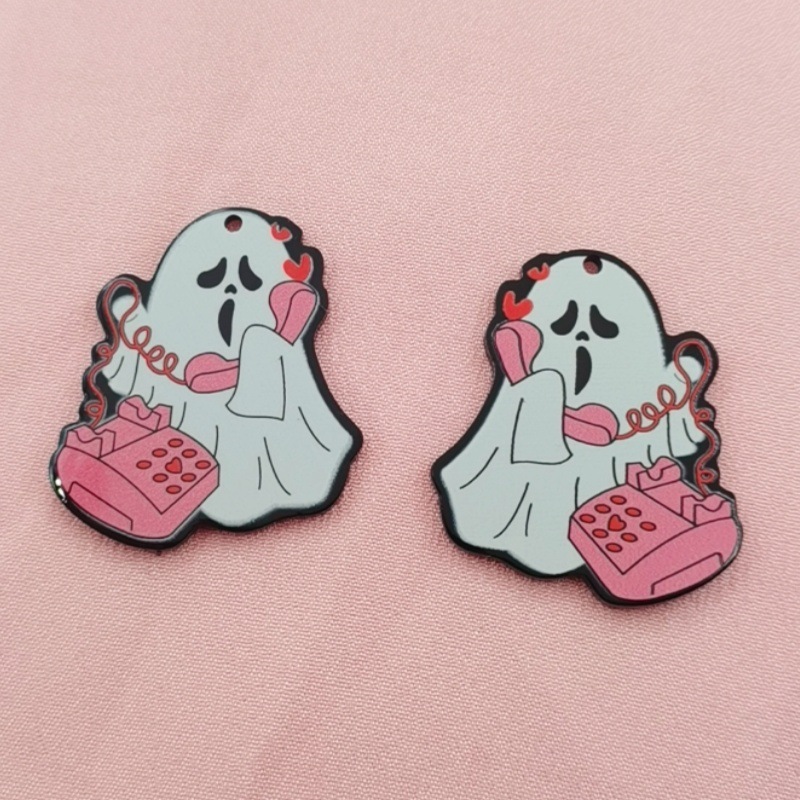 国境を越えた人気のハロウィンアクリル両面印刷クリエイティブ漫画かわいいゴーストペンダント DIY ジュエリー|undefined