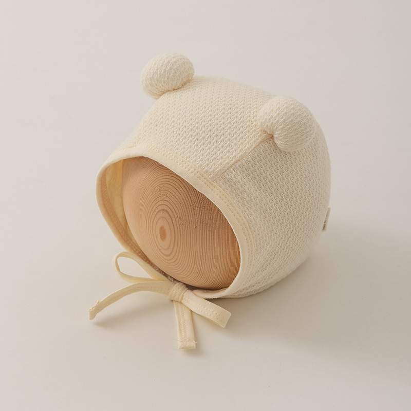Baby hat Autumn and winter cute double ball baby small month new ear protective hat_viptrois.com