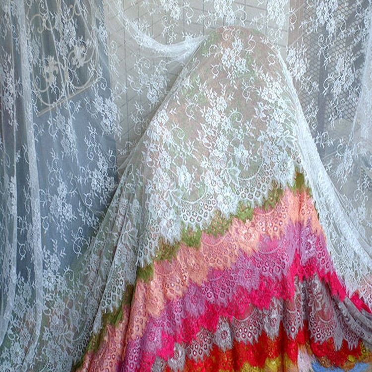 1.5m × 3m Soft Eyelash Lace Fabric DIY Clothing Skirt Door Curtain Tablecloth Background Decoration Fabric