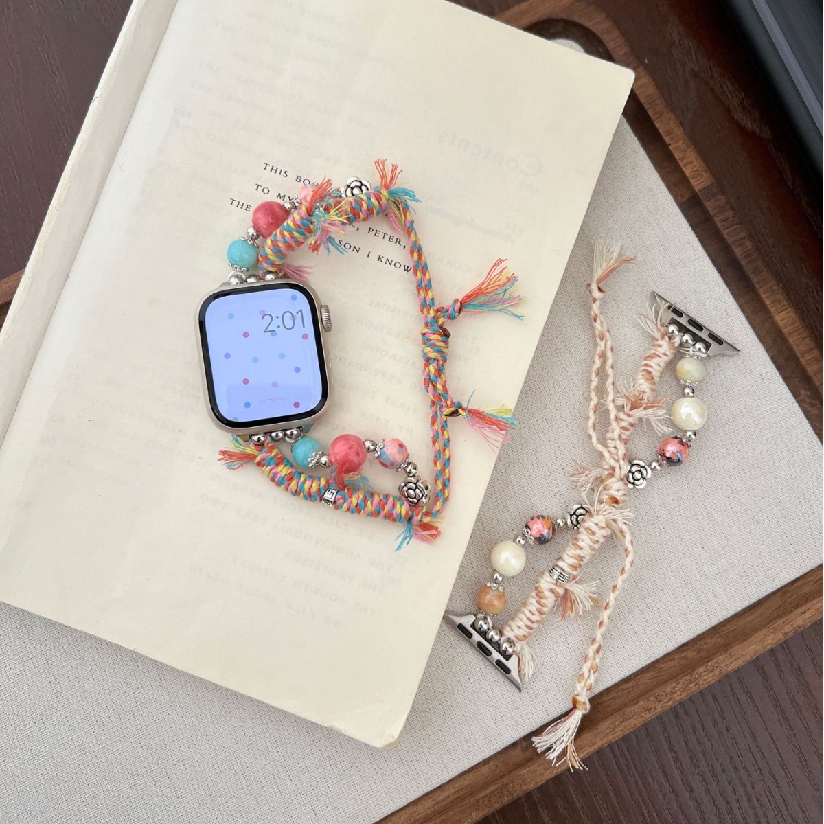 适用于苹果s9手表带iwatchS8编织applewatch765代se2表链夏日女款