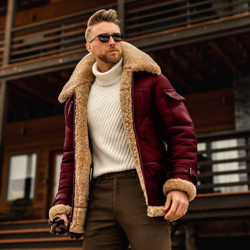 Cross-Border Spot Men's Coat Winter Large Size Warm Composite Leather Jacket Thickened Fur Integrated Foreign Trade Coat for Men