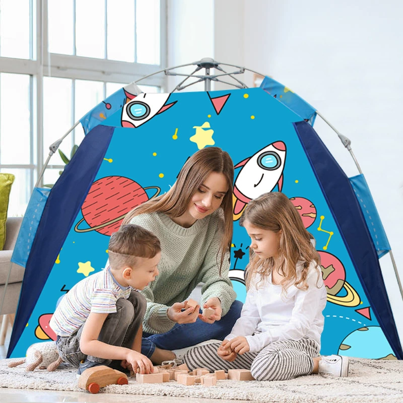Дети 3-4 человека палатки мультяшный узор в помещении складной автоматический отскок портативный открытый кемпинг может быть заменен