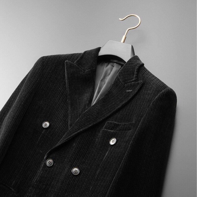 Autumn and Winter new business corduroy suit men's thickened trendy retro casual small suit slim fit suit jacket
