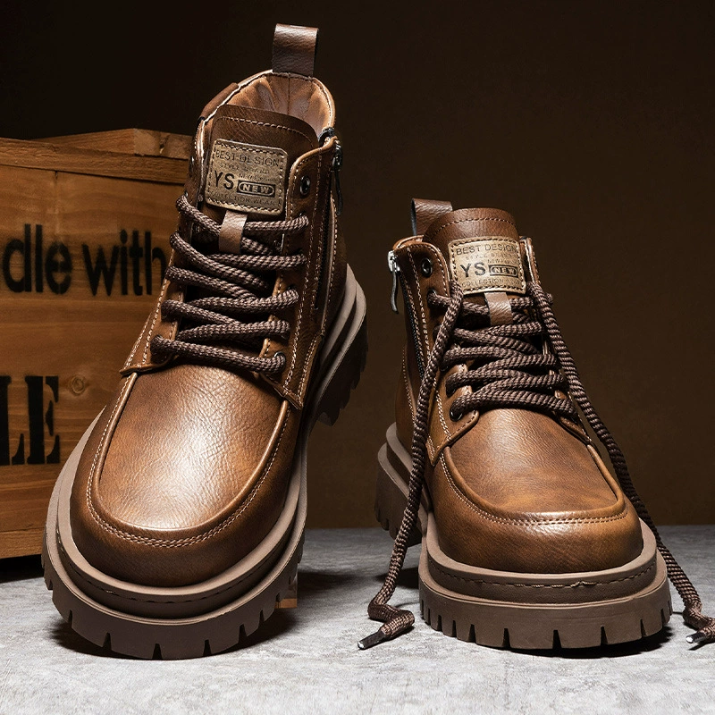 The new youth autumn and winter fashion plus thickened thick bottom, non -slip, wear -resistant solid color band -Martin boots