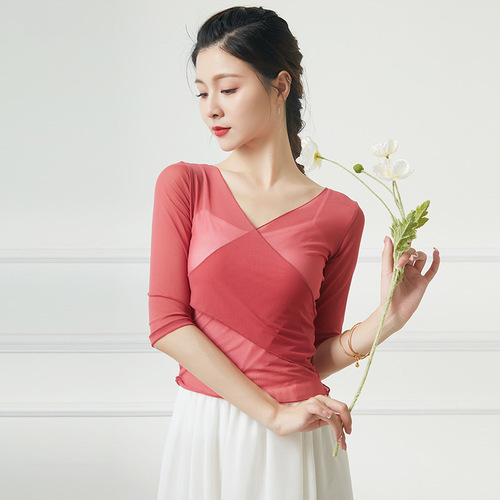 Classical dance, ethnic modern body rhythm dance costumes performance attire Chinese dance training attire art exam female chiffon dress ballet