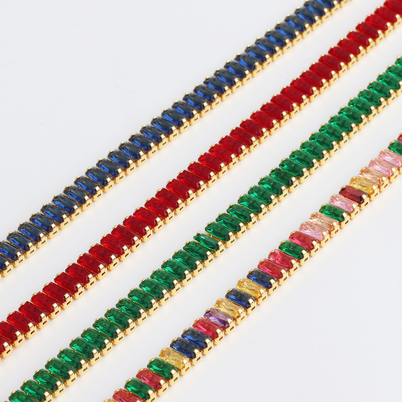 Fashion Geometric Copper Bracelets Ear Studs Necklace Plating Zircon Copper Necklaces