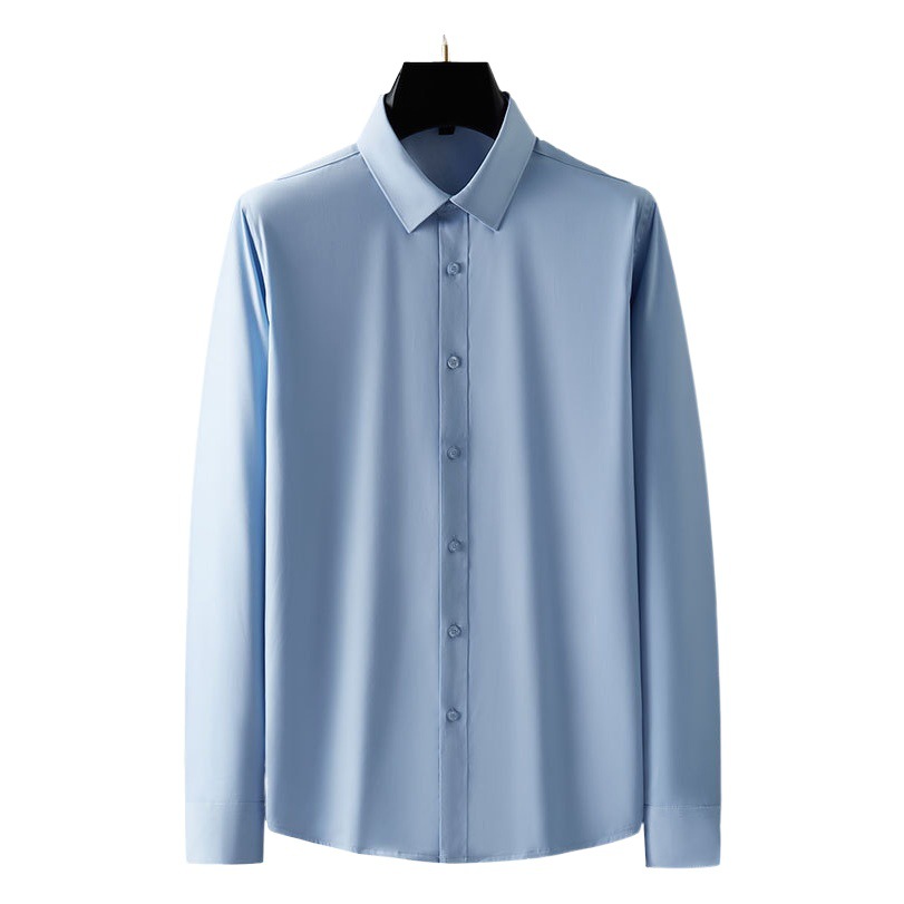 2024 camisa de manga larga de fibra de bambú de primavera camisa de viajero de trabajo profesional para hombres camisa blanca antiarrugas sin planchar hombres