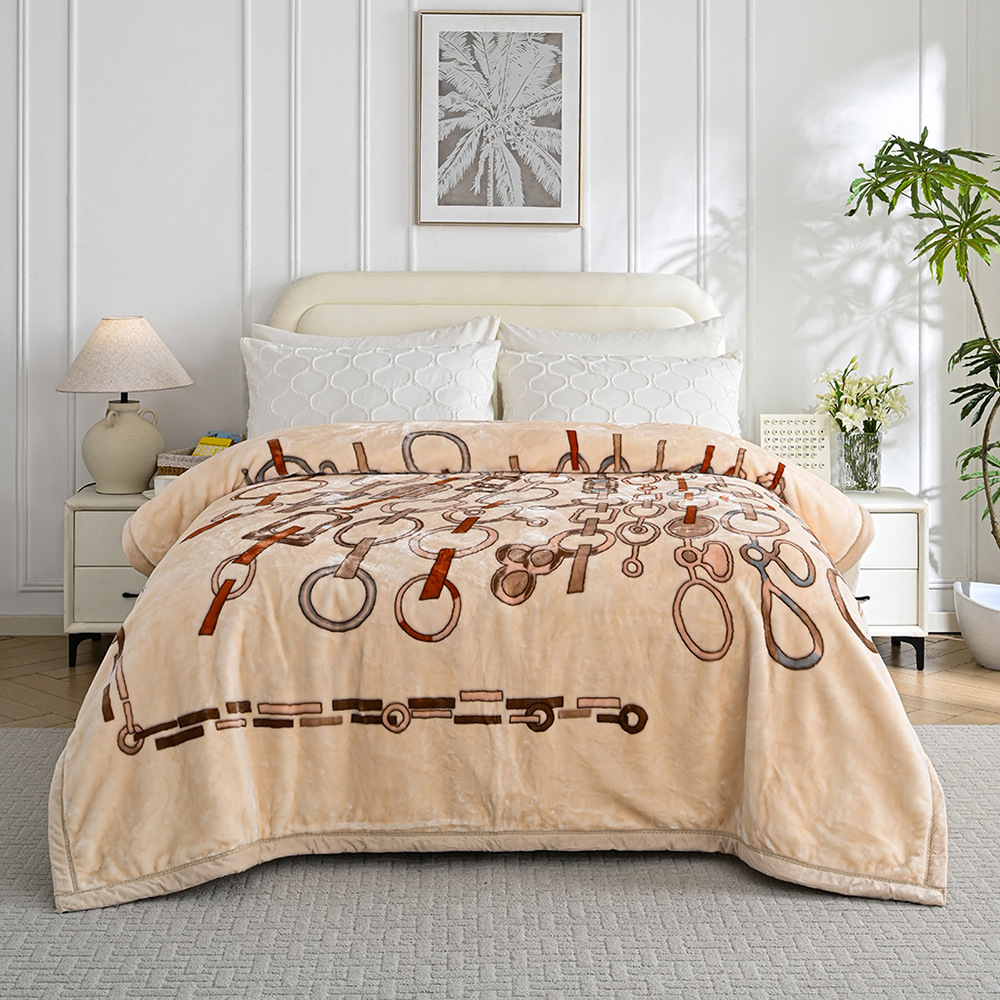 Nueva franela de leche gruesa de comercio exterior, manta de impresión cálida y agradable para la piel en invierno, manta de sofá, manta transfronteriza