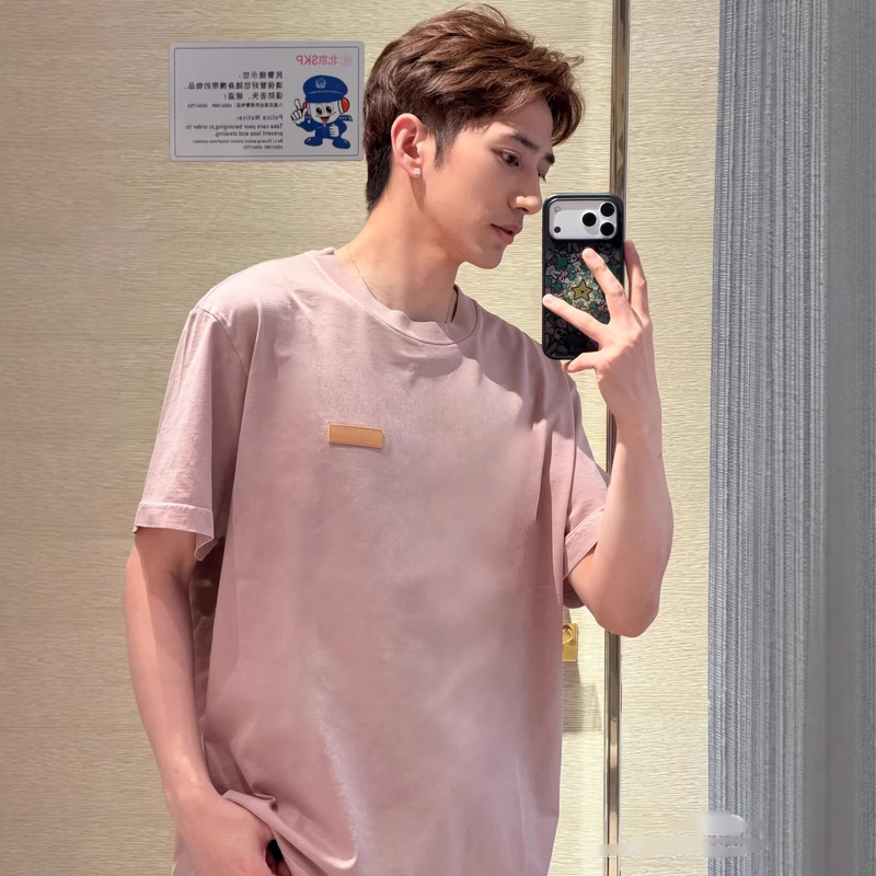 Nanyou High-End Custom Edition Lv 26 New Model Leather Label Logo Fashionable Light Luxury Short Sleeve T-Shirt Unisex
