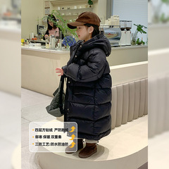 女童三防羽絨服2023秋冬裝新款兒童長款過膝外套童裝寶寶90絨外衣