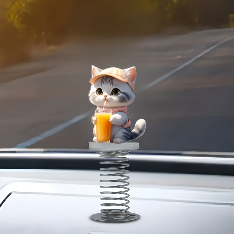 Amazon nuevo glamoroso plano de acrílico lindo gatito resorte coche espejo retrovisor mochila o llavero