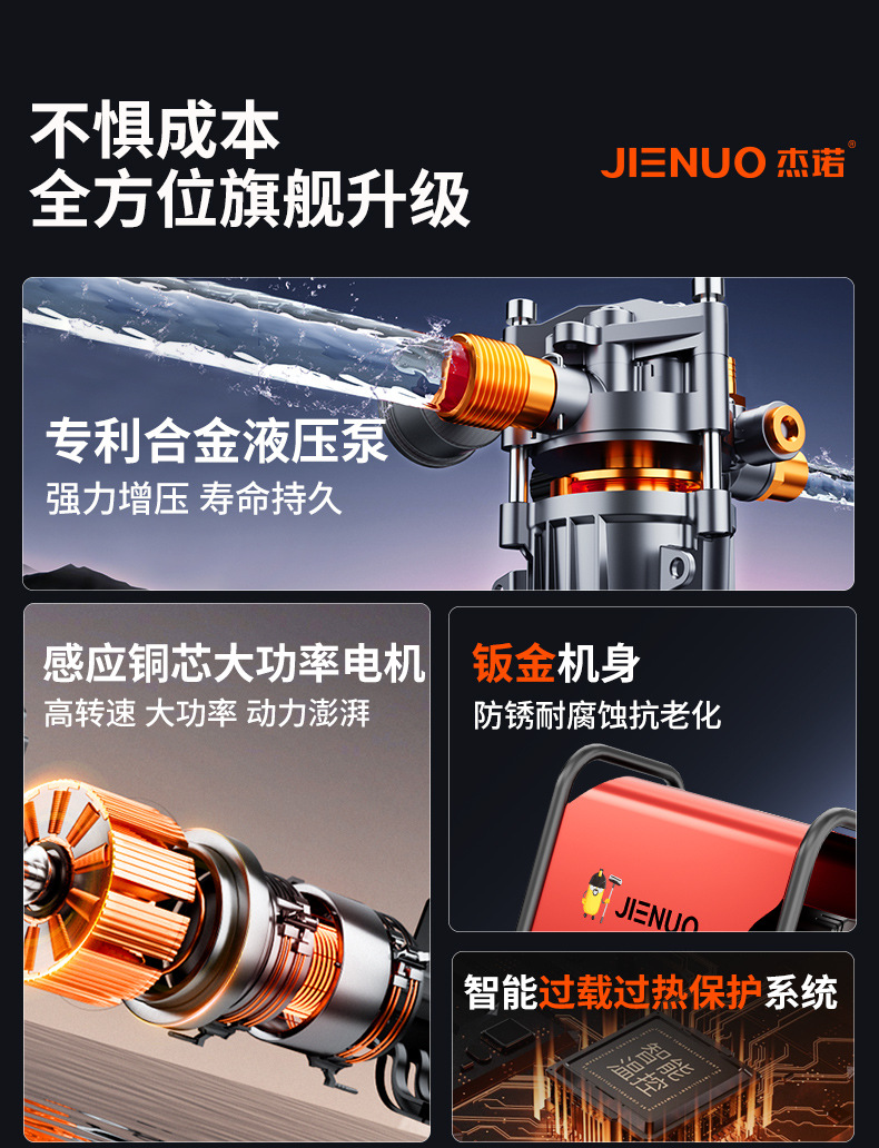 Car Washing Machine 220V Household High-Pressure Water Pump High-Power Booster Super Powerful Floor Washing Artifact Brush Car Water Gun Cleaning Wholesale