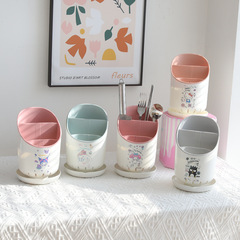 Japanese cartoon cute kitchen tableware drain storage box detachable chopsticks spoon knife storage rack