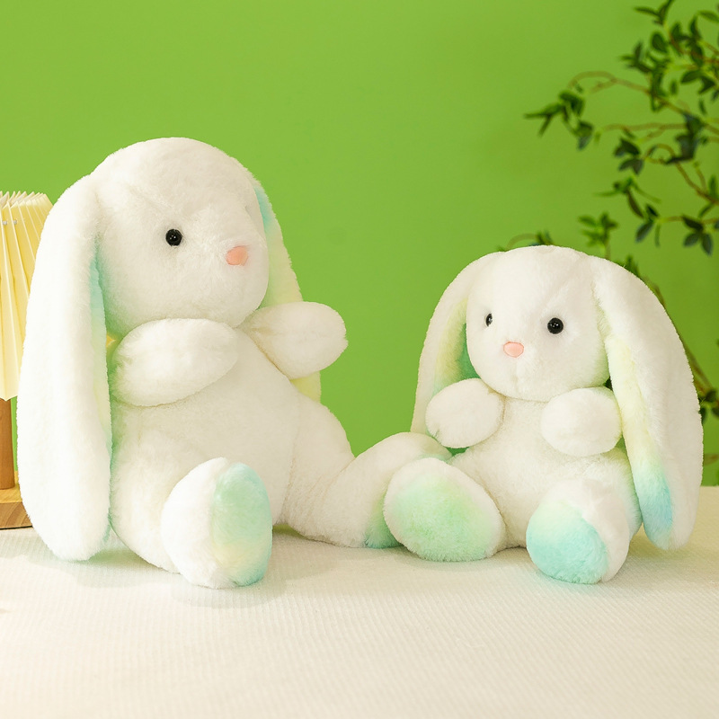 Wolula-muñeco de peluche de conejo súper suave, orejas largas, muñeco de conejo arcoíris, almohada, regalo de cumpleaños, venta al por mayor