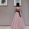 跨境外贸敬酒服新娘订婚豆沙色名媛宴会年会派对演出婚纱晚礼服裙|ms