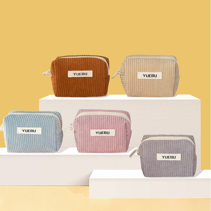 ins 레트로 코듀로이 솔리드 컬러 심플 동전 지갑 블루투스 헤드셋 및 동전 지갑 다용도