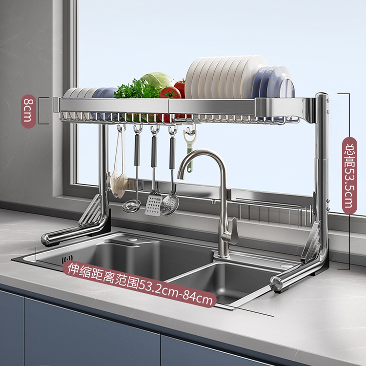 Fregadero retráctil estante de almacenamiento cocina plato multifuncional estante de almacenamiento cuchillo estante de plato fregadero estante de lavado estante de drenaje