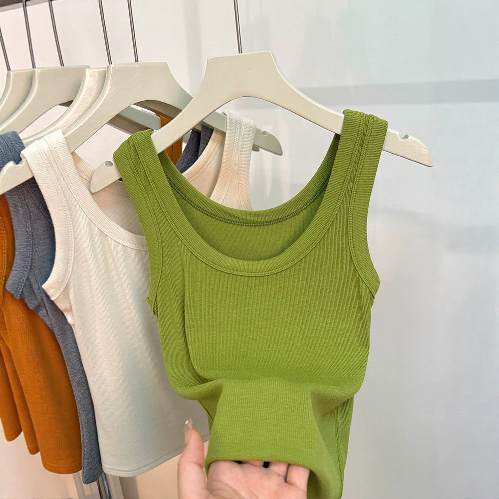 Black Ribbed Tank Top for Women, Summer New Style, Slim Fit, Fashionable Sleeveless T-Shirt Top