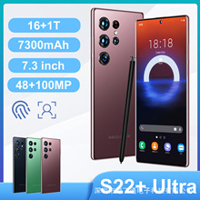 新款跨境手機S22 ultra真4G安卓11真穿孔7.3寸大屏外貿手機批發