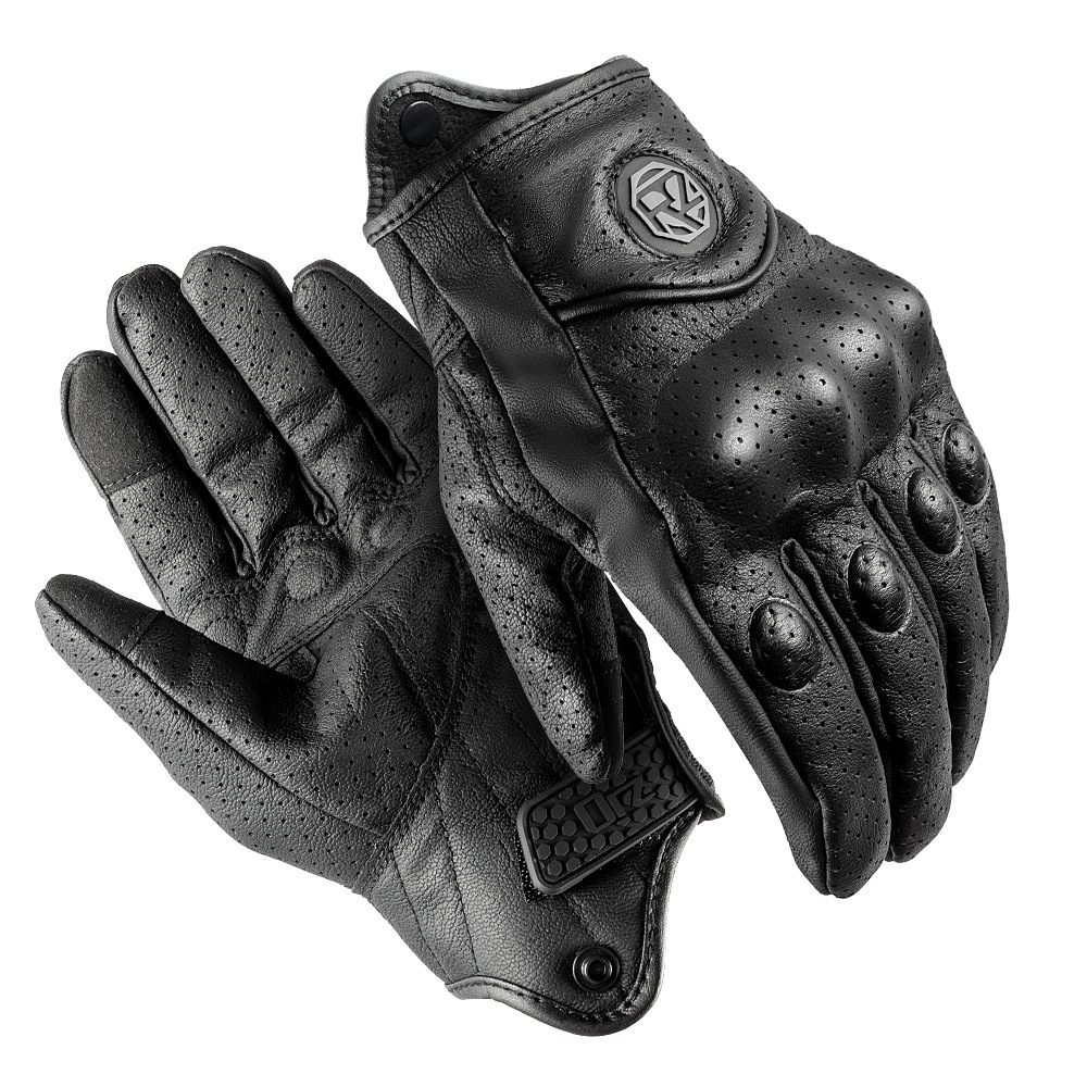 Orz fábrica directa pantalla táctil ícono guantes de piel de cabra motocicleta jinete equipo guantes de locomotora