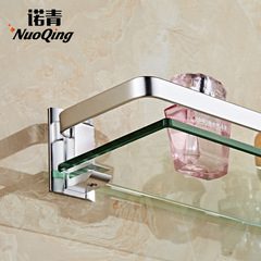 浴室廁所衛生間置物架壁掛洗漱台化妝品架太空鋁衛浴掛件玻璃單層