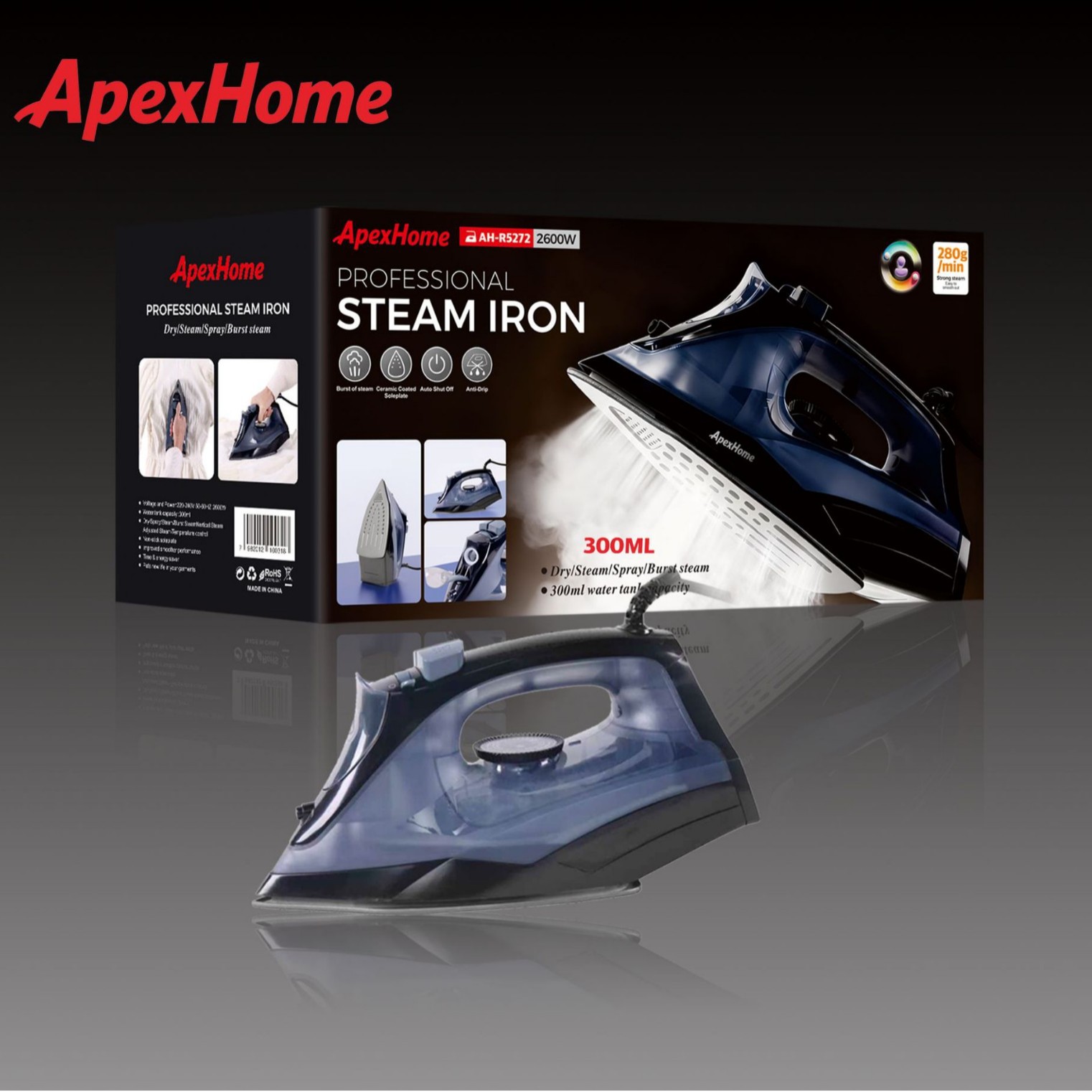 Apex Home Ah-R5272 Electric Iron Household Small Steam Iron Dry and Wet Handheld Mini Garment Steamer