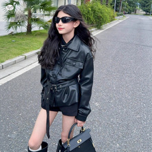 女童皮衣2025年秋季新款机车风收腰夹克衫中大童短款长袖外套洋气