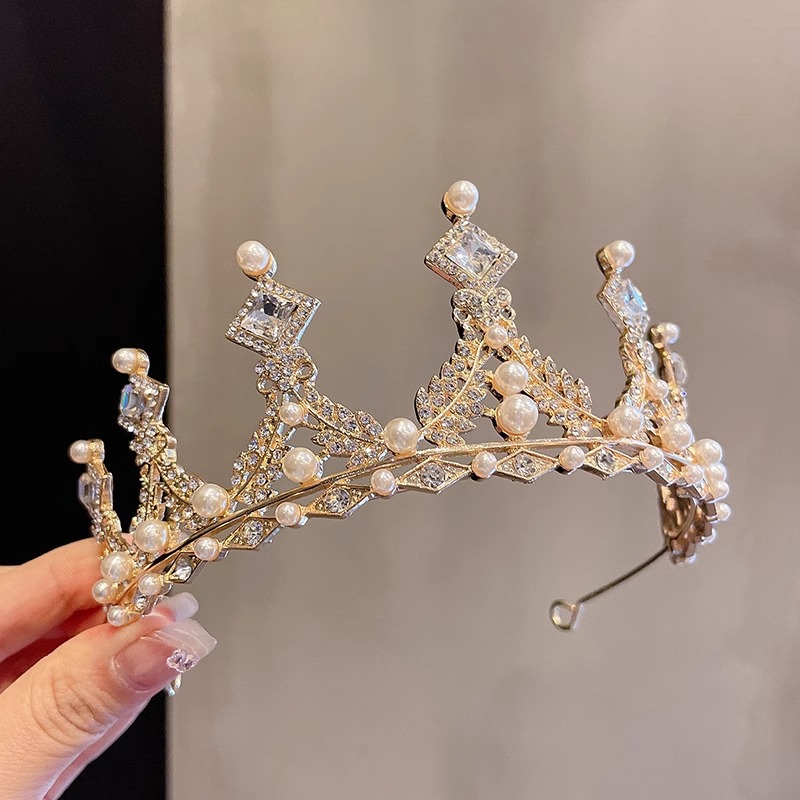 Niños diamante de perla corona cabello para mujeres 2025 nuevo pein exquisito princesa rendimiento de cumpleaños pein adornamiento